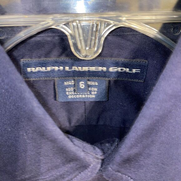 Ralph Lauren Golf Women’s Button Up Shirt Sz 6 Dark Navy Blue Athleisure Active - Picture 2 of 12